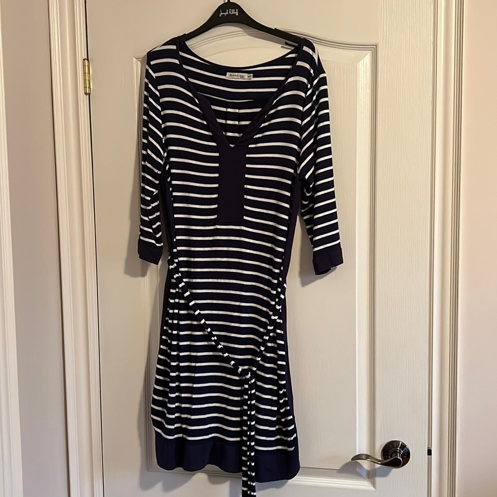 Striped Dress with waist belt tie